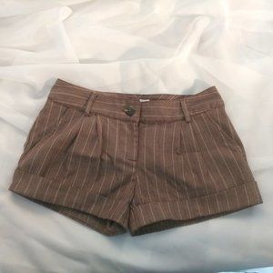 Xhilaration Brown Pinstripe Cuffed Shorts Size 1